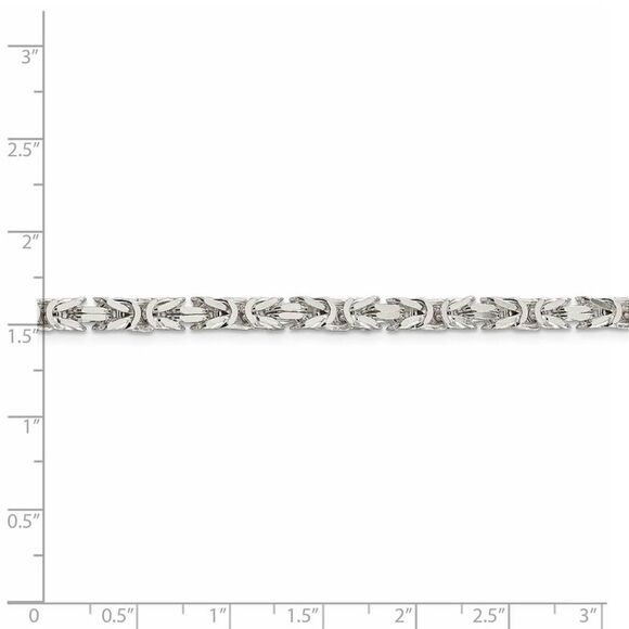 4.25mm, Sterling Silver, Solid Byzantine Chain Necklace, 26 Inch